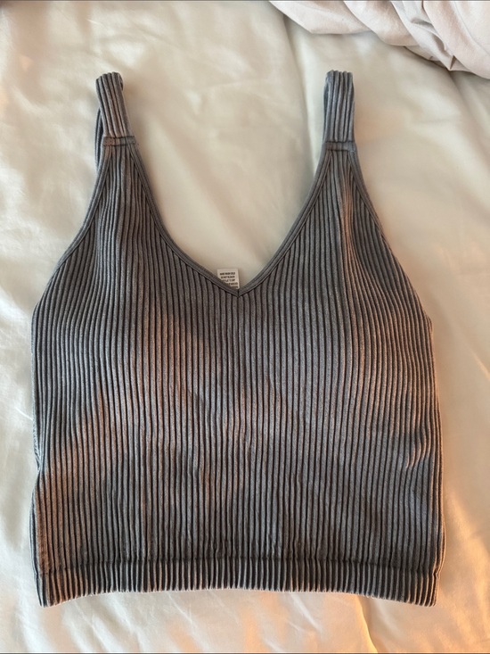 Wishlist Apparel Tops - Ribbed Padded Cropped Tank Top - Gray